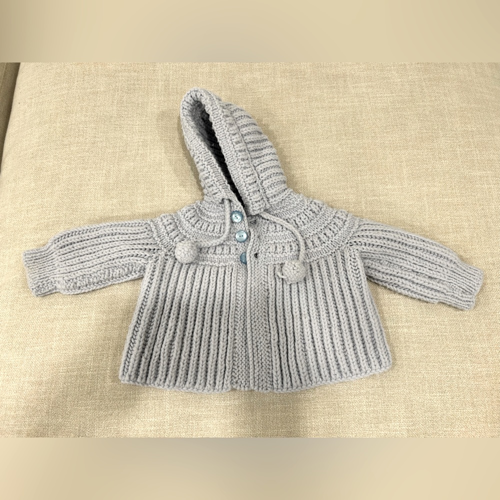 Vintage Crochet knit baby hooded jacket sweater 18 months